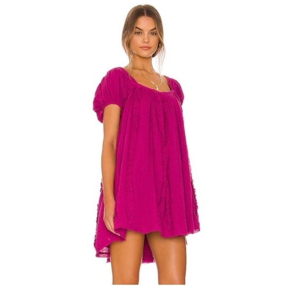 NWT Free People Angele Mini Dress S OB1310143 Dragonfruit Punch Pink SZ M - Picture 1 of 11
